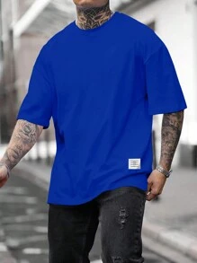 Manfinity Homme Men's Solid Color Short Sleeve Casual T-shirt - Royal Blue - View 1