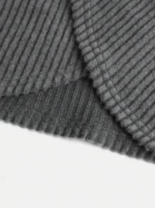 SHEIN Tween女孩針織純色扭頸休閒連衣裙 - 深灰色 - 查看 3