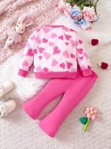 Conjunto De Sudadera Y Pantalones Para Niñas Bebé - Rosa Fucsia - Ver 2