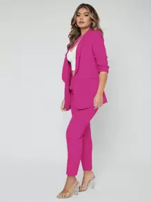RueChic de cuello esmoquin con parte delantera abierta Pantalones con blazer Traje