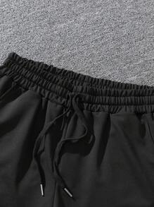 Manfinity Homme 3 pares de pantalones cortos lisos con estampado de letras y cordón en la cintura para hombres - Multicolor - Ver 5