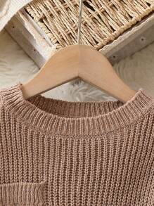 SHEIN Girls' Simple Sweater Set For Toddlers - Camel - View 6