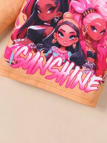 SHEIN 嬰兒女童休閒街頭時尚卡通圖案印花圓領長袖上衣 - 彩色 - 查看 5