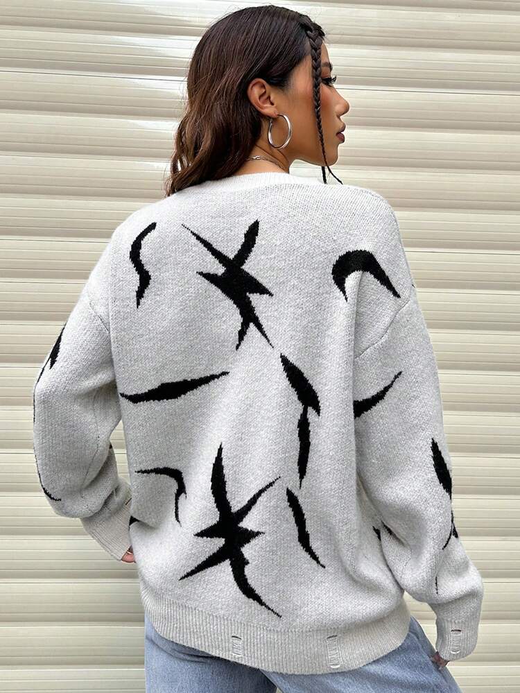 Women's Drop Shoulder Knit Pullover Fall Winter Sweater