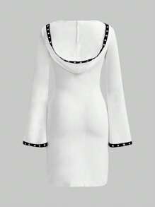 ROMWE Goth Women's Round Neck Skull Print T-shirt Dress - White - View 2