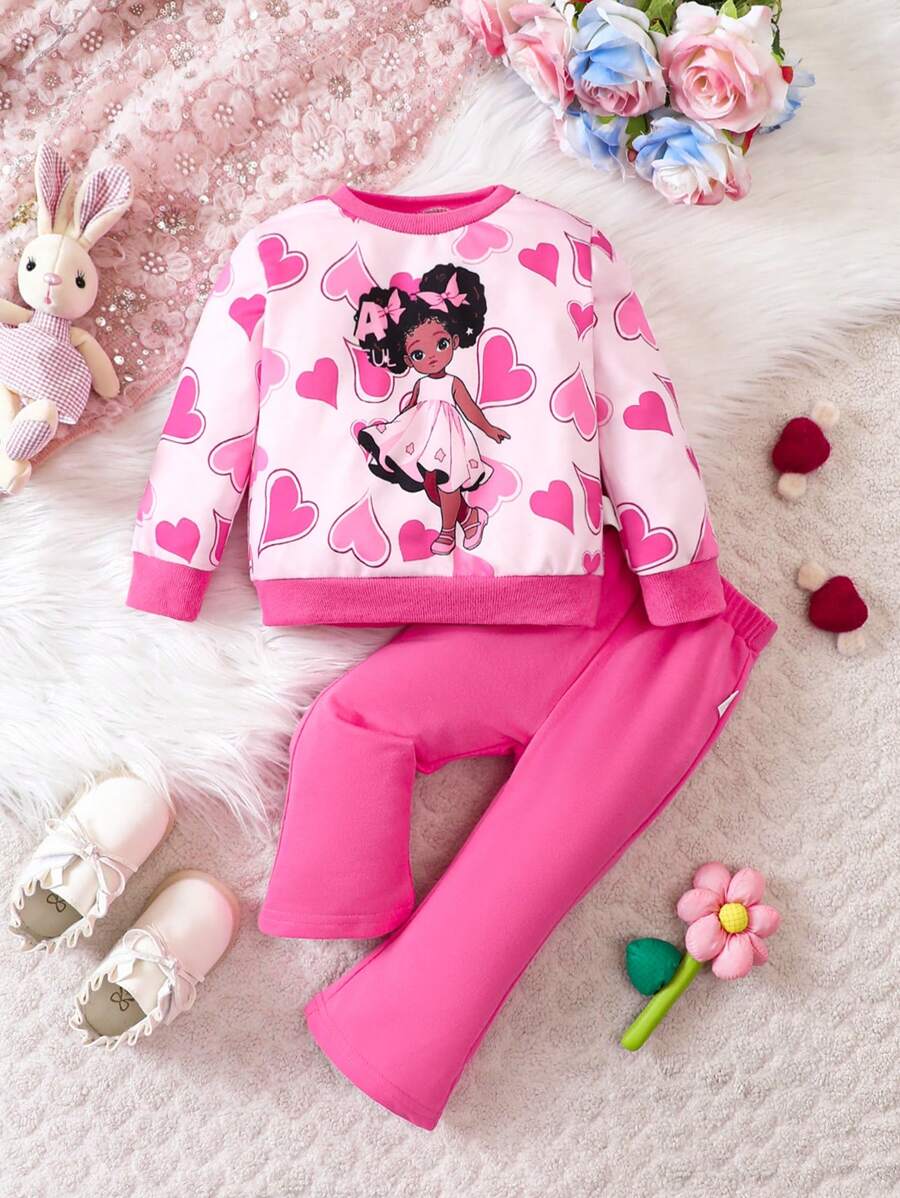Conjunto De Sudadera Y Pantalones Para Niñas Bebé - Rosa Fucsia - Ver 1
