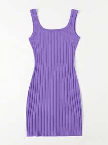 SHEIN Essnce 女款純色羅紋針織連身裙