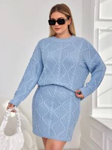 RueChic 女裝加大碼純色針織套裝