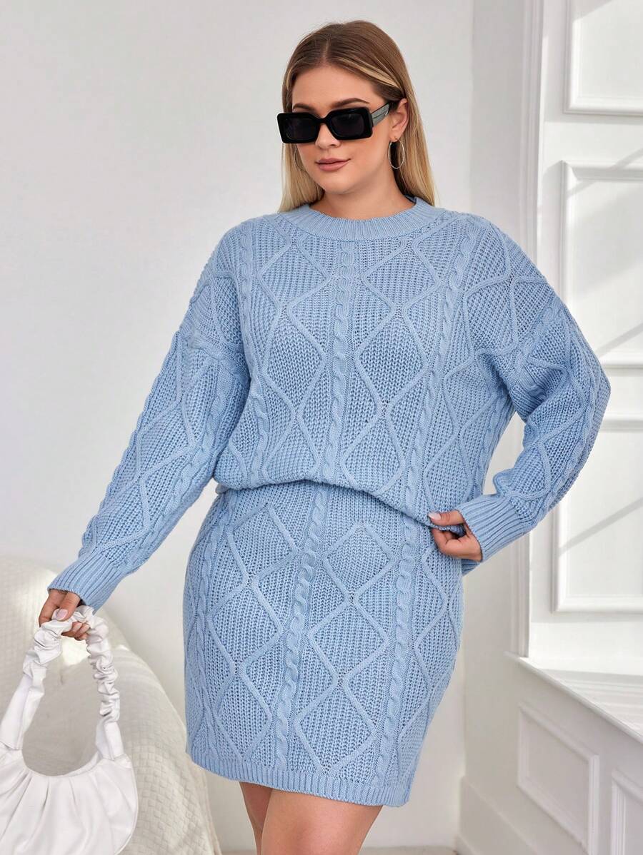 RueChic 女裝加大碼純色針織套裝