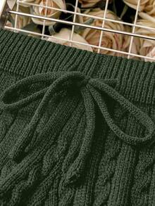 Calvaya 女大尺碼抽繩腰毛衣褲 - 軍綠色 - 查看 5