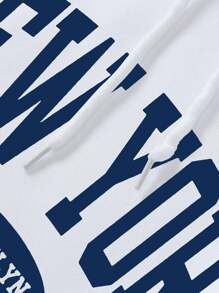 INAWLY Sudadera con capucha de manga larga con diseño de patrón de texto y cordón, blusas de manga larga