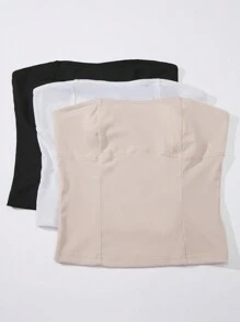 SHEIN Unity 簡約百搭細節裝飾無肩帶上衣 - 彩色 - 查看 9