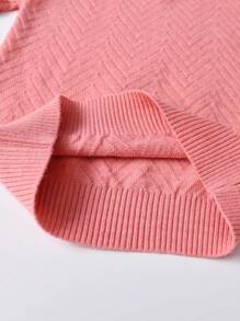 SHEIN 女童撞色彼得潘领毛衣 - 西瓜粉 - 查看 5
