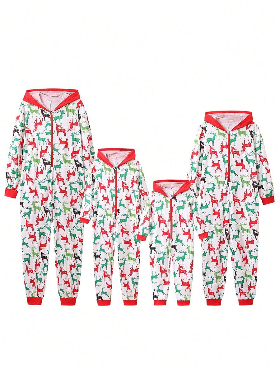 Bộ đồ ngủ liền thân có mũ trùm đầu Giáng sinh - Nhiều màu - Xem 1