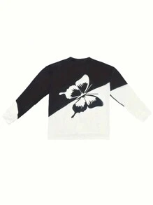 SHEIN LUNE In bướm Hai tông màu Áo nỉ - Nhiều màu - Xem 2