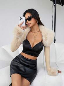 SHEIN BAE 女款短夾克 - 卡其色 - 查看 1