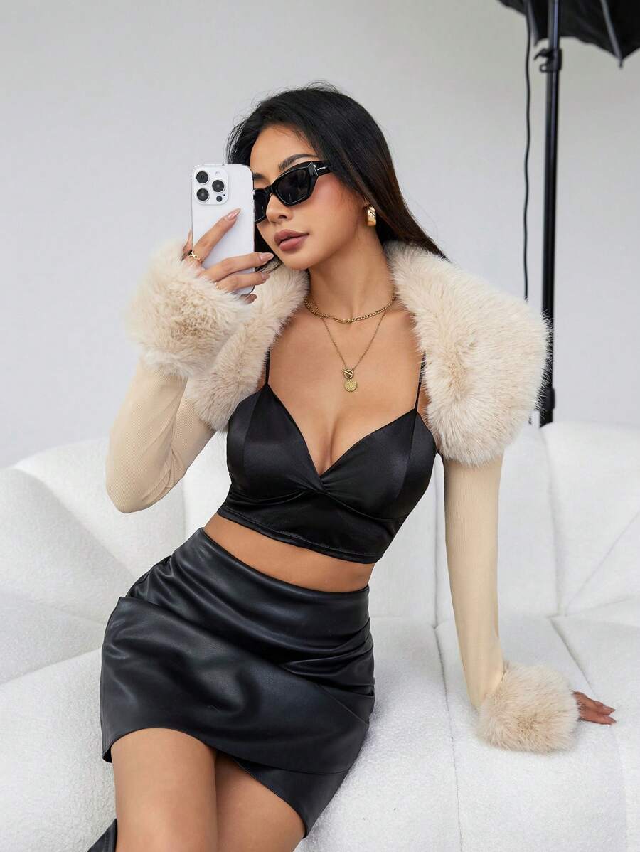 SHEIN BAE 女款短夾克 - 卡其色 - 查看 1