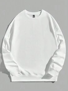 Manfinity Hypemode 男士圓領長袖運動衫 - 白色 - 查看 2