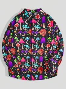 ThisUniqueVibe Nam Nấm In Tay áo dài Áo sơ mi - màu đen - Xem 1