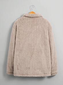 Manfinity Hypemode Men Flap Detail Teddy Jacket - Khaki - View 2