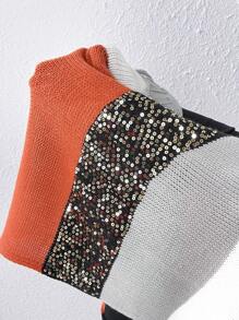 Chiquease Women's Color Block Sparkling Batwing Sleeve Cardigan With Open Front Fall Cloth For Women - Multicolor - View 6