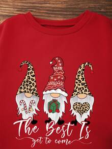 SHEIN LUNE 卡通印花常規版型抓絨衛衣 - 紅色 - 查看 3