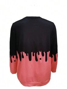 SHEIN LUNE 女式對比字母印花下垂肩運動衫 - 彩色 - 查看 2