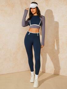 VARSITIE Sports Yoga Basic Thigh High With Tee And Legging Set,Women Tennis Outfit - Multicolor - View 4