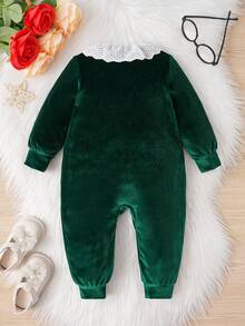 Baby's Hollow Out & Embroidered Spliced Jumpsuit - Green - View 2