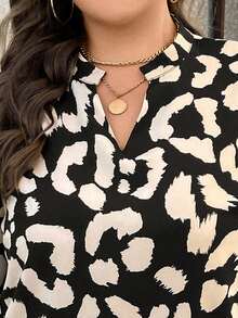 SHEIN Clasi 大尺碼女豹紋燈籠袖襯衫 - 彩色 - 查看 3
