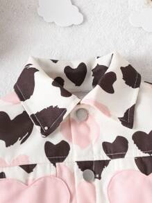 Baby Girls' Casual Jacket With Heart Print - White - View 4
