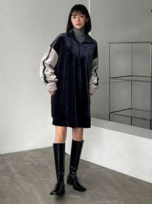 FRIFUL Sportliches Damen Kleid Mit Buchstaben Druck Und Enger Passform