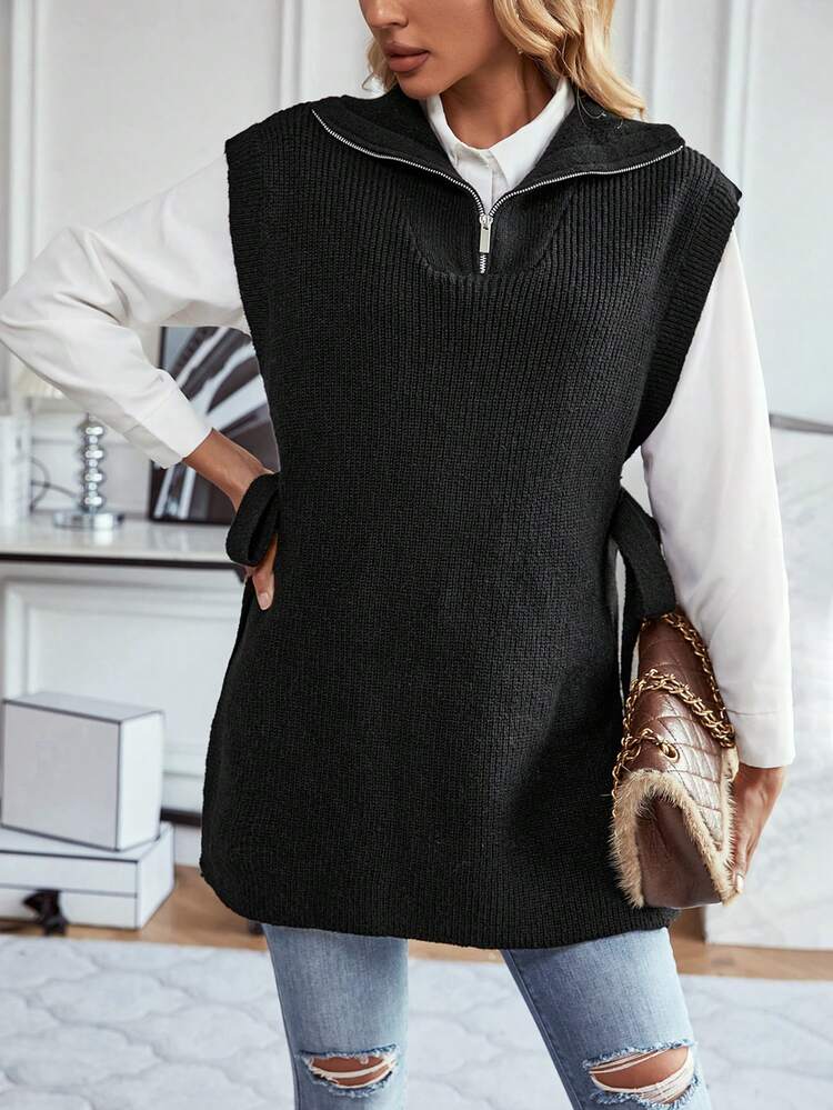 Women's Lace-up Hem Sweater Vest