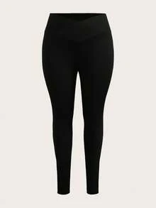 Flirla Fashionable Leisure Skinny Stretchy Ribbed Plus Size Leggings Set - Multicolor - View 4