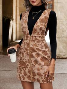 SHEIN Clasi Của phụ nữ In hoa Dây kéo phía trước Đầm - Nhiều màu - Xem 5