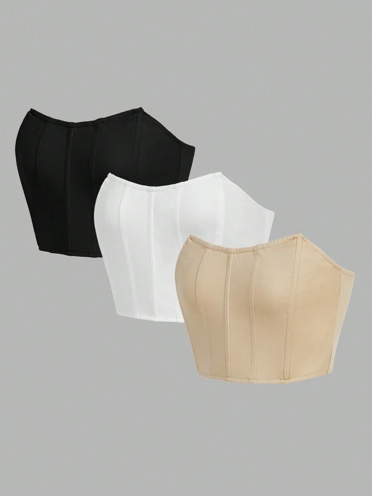 Ladies' 3pcs Strapless Crop Tops