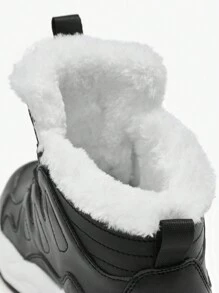 时尚酷炫撞色儿童平底舒适保暖内衬保暖雪地靴 - 黑色 - 查看 7