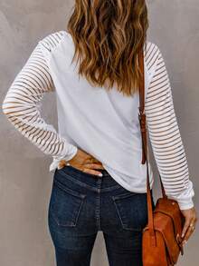 Solid Raglan Sleeve Tee - White - View 3