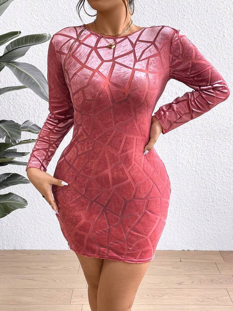 Velvet Stand Collar Tight Dress