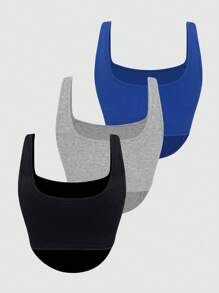 SHEIN Unity Ladies' 3 Pcs Ribbed Tank Tops - Black - View 2