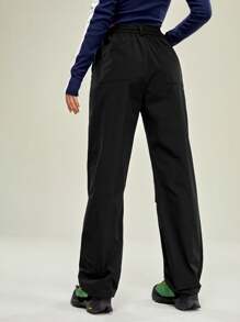 In My Nature 女款戶外字母印花長褲 - 黑色 - 查看 2