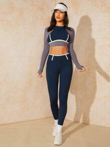 VARSITIE Sports Yoga Basic Thigh High With Tee And Legging Set,Women Tennis Outfit - Multicolor - View 3