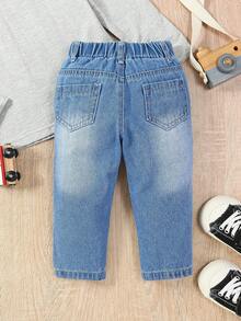 Em bé Con trai Đau khổ Denim Quần jean - Rửa trung bình - Xem 2