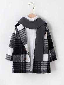 Warmer, Langärmliger Karierter Wollmantel Für Baby-jungen - Schwarz - Übersicht 1