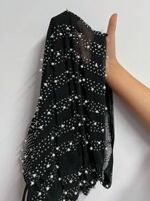 Zolique Slim Fit Cami Dress With Rhinestones, Pearls And Nails Decoration - Black - View 7