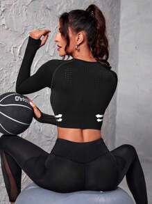 Easithlete 2Pcs Solid Twist Back Sports Tee Going Out Tops Gym Topworkout Tank Top - Black - View 4