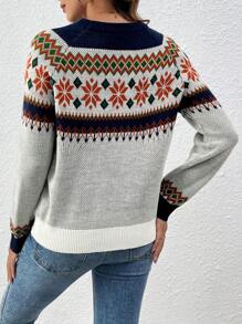 SHEIN Essnce Của phụ nữ Họa tiết Hình học Áo len - Nhiều màu - Xem 2