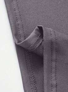 Sparklyn 青少年女孩休闲百搭纯灰色短袖及膝连衣裙 - 灰色 - 查看 3