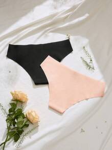 2 paquetes de set de bragas sin costuras de color sólido - Multicolor - Ver 2