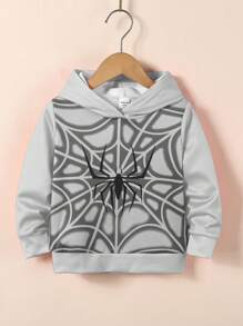 男童蜘蛛網印花連帽衛衣 - 灰色 - 查看 1